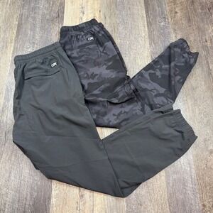 (2) Cove Mens Performance Joggers Size XL Gray / Black Camo Hybrid Gym Pants